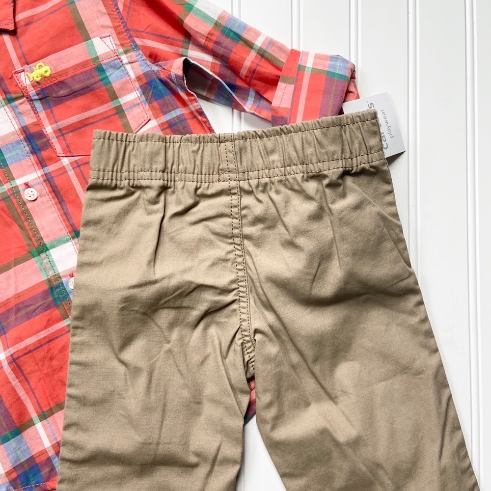•Carter’s• plaid shirt/khaki pant set - Picture 3 of 6